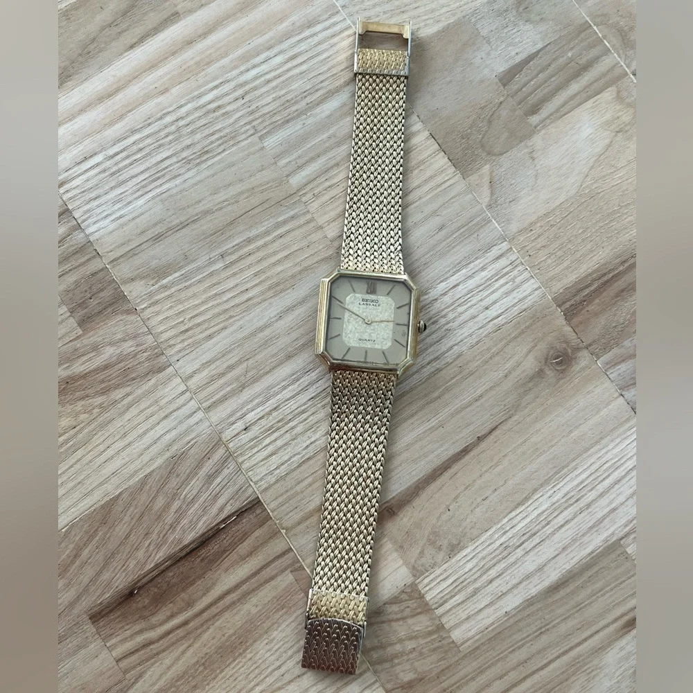 Seiko Lassale Ultra Rare Vintage Luxury Watch Gold Weave Bracelet Sparkling Dial